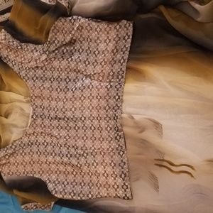Very fancy chiffon sari, blouse, skirt readymade